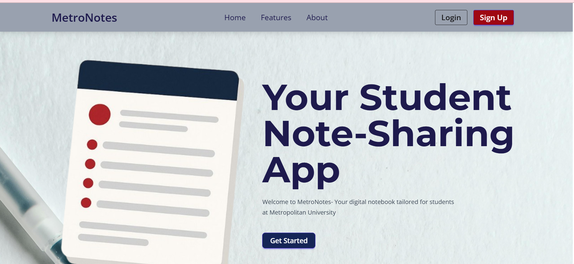 MetroNotes project screenshot